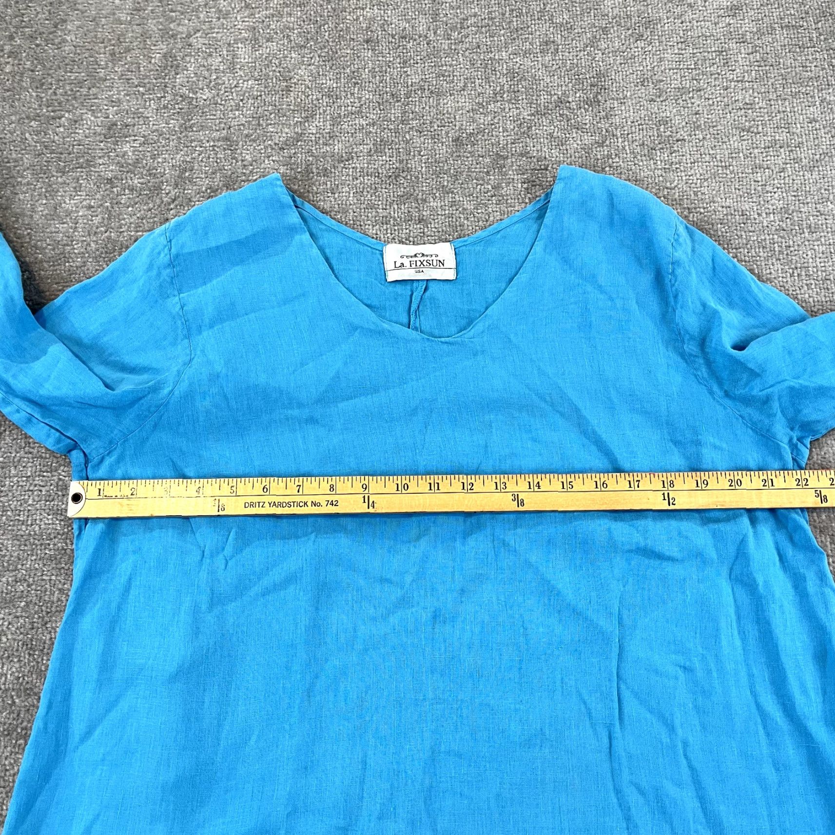 Vintage LA. FIXSUN Shirt Women Medium Blue 100% Linen Tiered Lagenlook Blouse 3/4 Sleeve Size M / US 6-8 / IT 42-44 - 4 Thumbnail