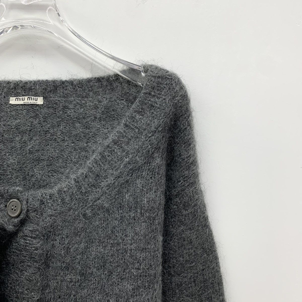 Miu Miu MiuMiu Dark Grey Mohair Crew Neck Knit Cardigan Coat K26WX Size S / US 4 / IT 40 - 3 Thumbnail