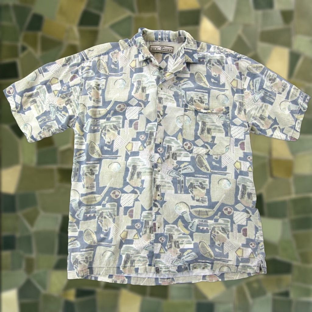Vintage VINTAGE M.E. Sport Golf Button Down Hawaiian Shirt Men Medium Blue Yellow Size US M / EU 48-50 / 2 - 1 Thumbnail