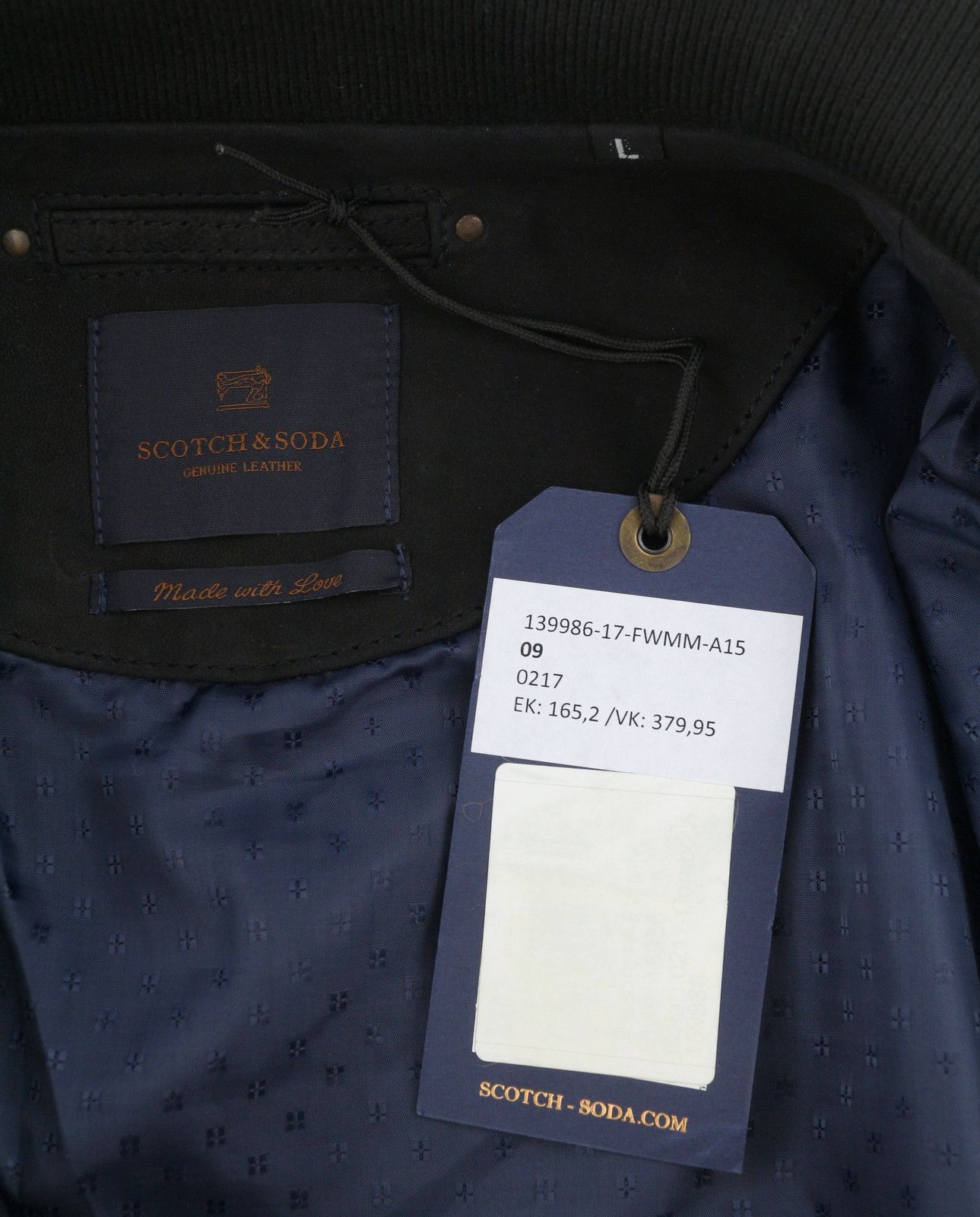 Scotch & Soda L Black Genuine Leather Bomber 88482 Size US L / EU 52-54 / 3 - 8 Thumbnail