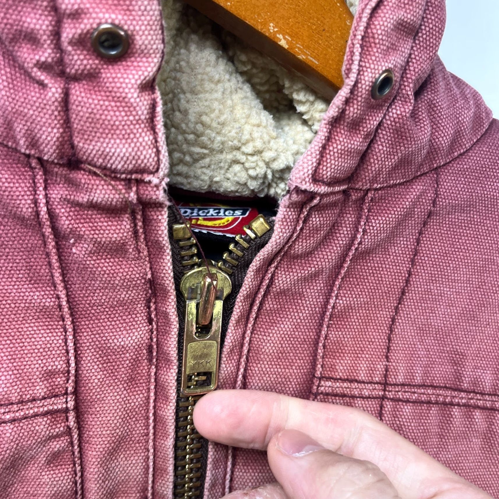 Dickies VINTAGE Dickies Hooded Sherpa Jacket Womens 9 Salmon Size M / US 6-8 / IT 42-44 - 5 Thumbnail