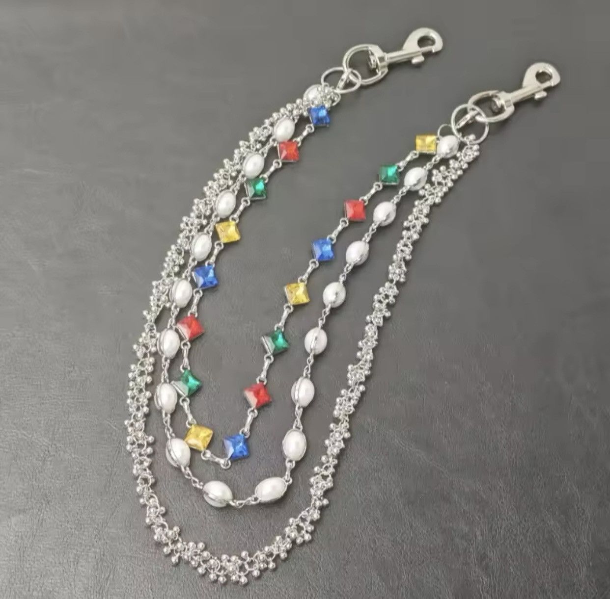 Jewelry Rhinestone Three Layers Pearl Pants Chain Waist Chain Size ONE SIZE - 4 Thumbnail