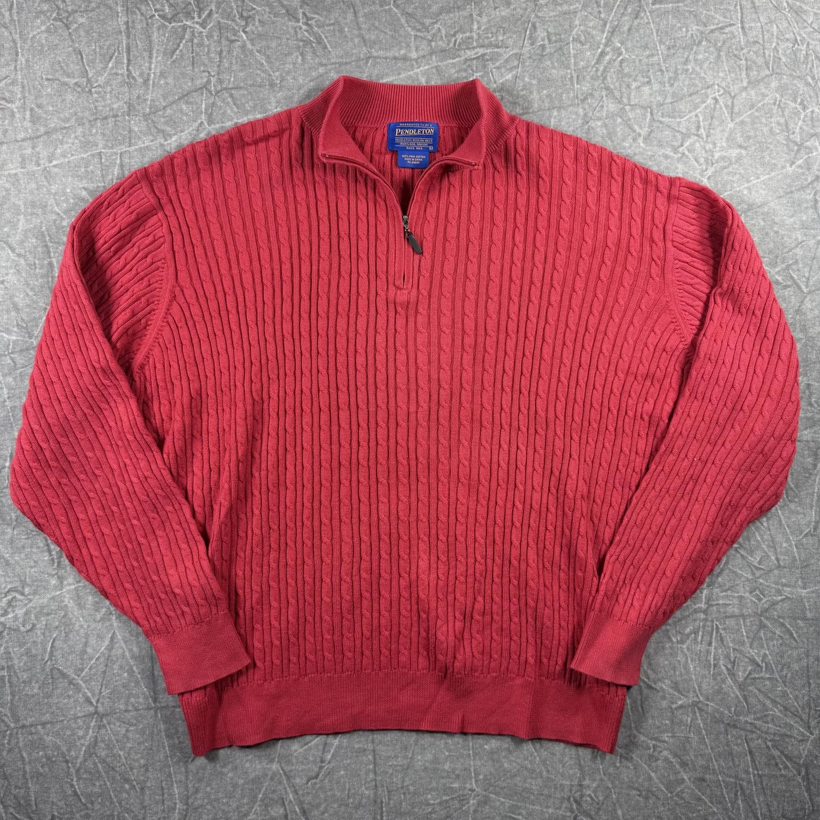 Pendleton Pendleton Sweater Men's L Red 1/4 Zip Fisherman Pima Cotton Size US L / EU 52-54 / 3 - 2 Thumbnail