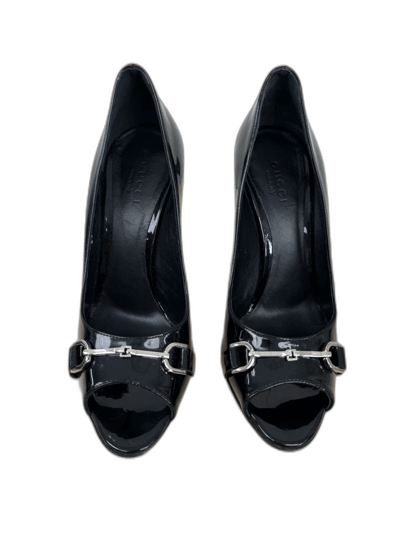 Gucci Gucci Black Peep Toe High Heels Size 36-2506 Size US 6 / IT 36 - 1 Thumbnail
