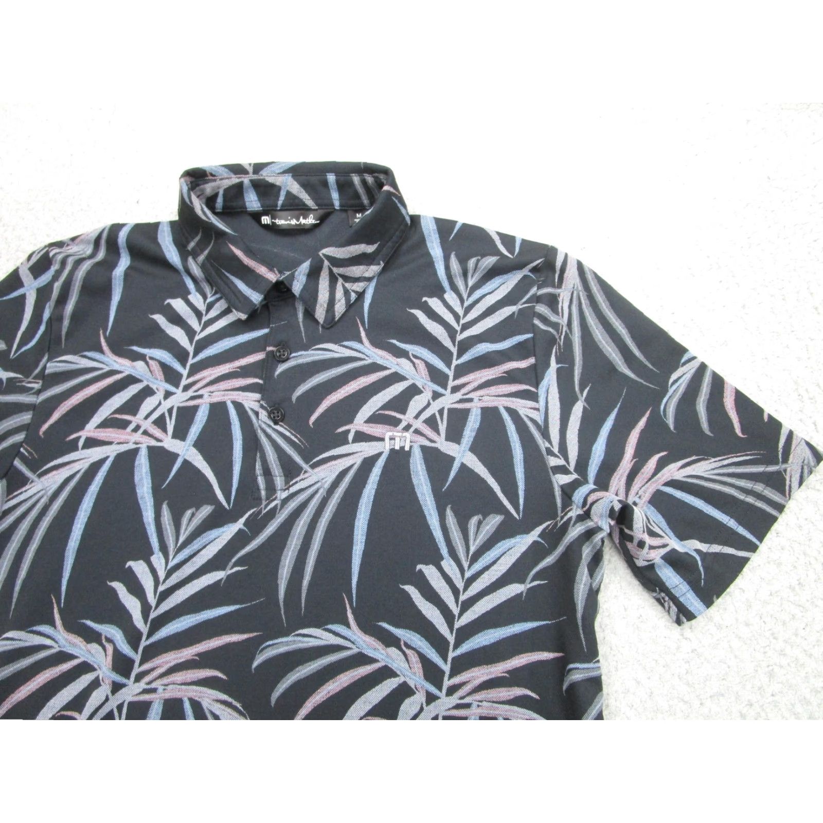 TravisMathew Travis Mathew Polo Shirt Mens Black Palm Leaf Pima Cotton Golf Print Medium Size US M / EU 48-50 / 2 - 2 Thumbnail