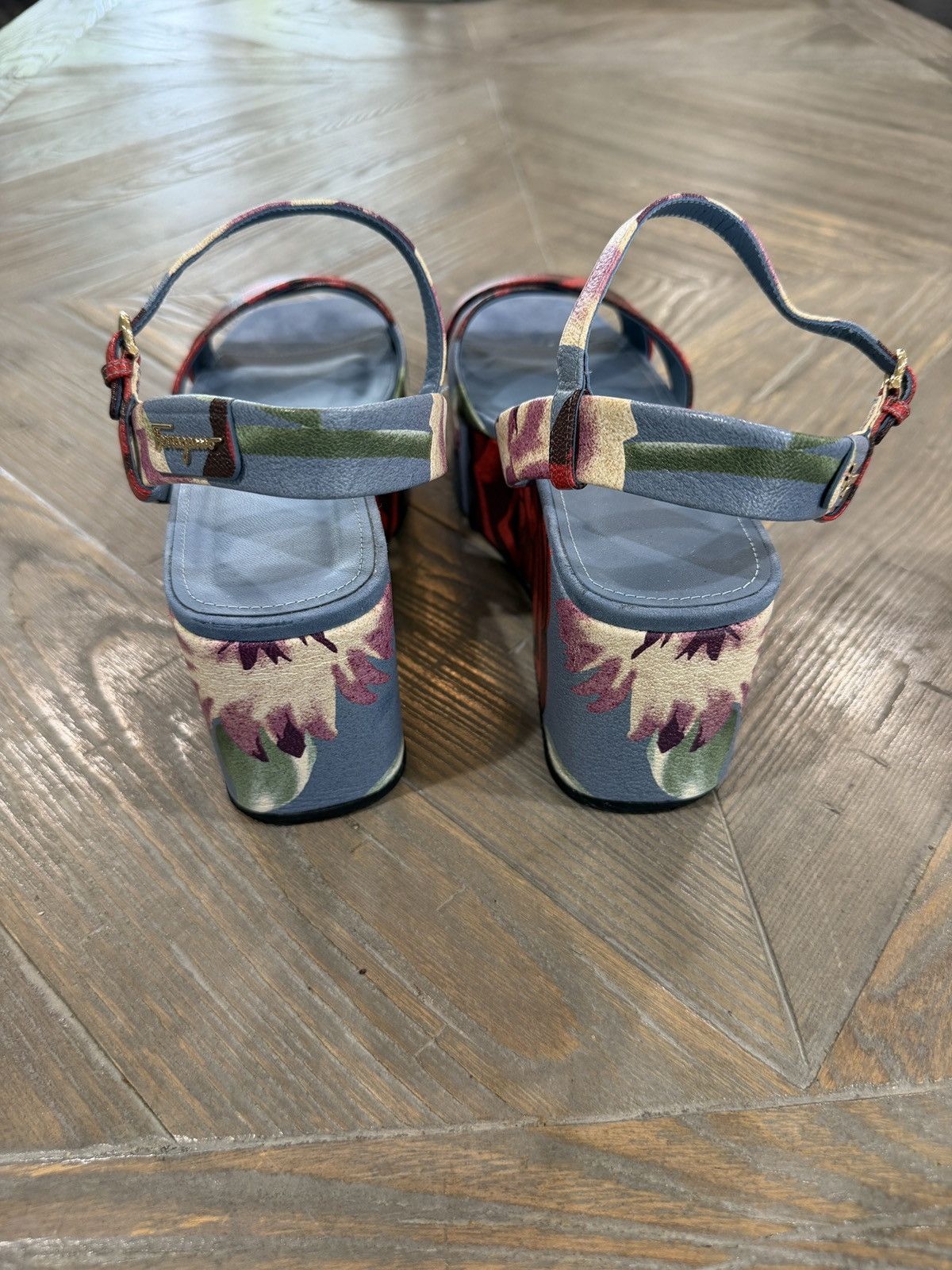 Salvatore Ferragamo Women's Red Floral-Print Buckled Ladies Sandals Size US 6 / IT 36 - 4 Thumbnail