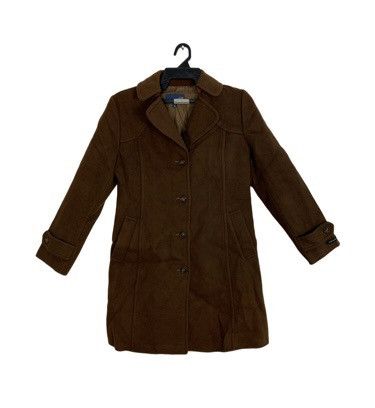 image of Vintage 90's Padded Blue Image Subi Trench Coat Jacket Button Style in Brown, Women's (Size Small)