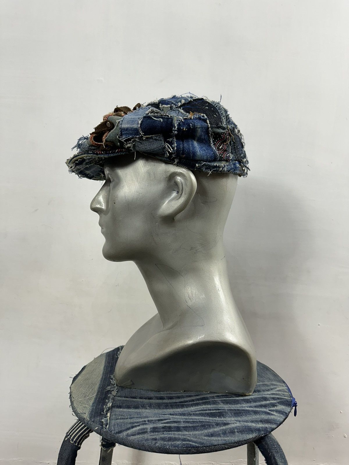 Art Comes First Custom Made Distressed Denim Paisley patchwork Newsboy hats Size ONE SIZE - 3 Thumbnail