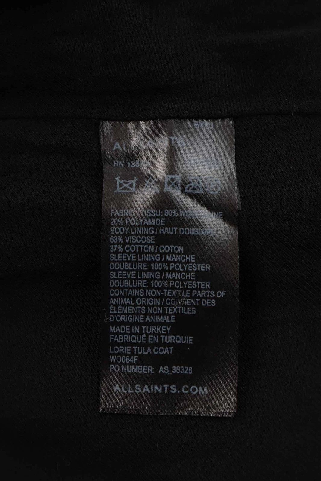 Allsaints Women's AllSaints Lorie Tula Wool Coat Leather Trim Grey S Size S / US 4 / IT 40 - 9 Thumbnail
