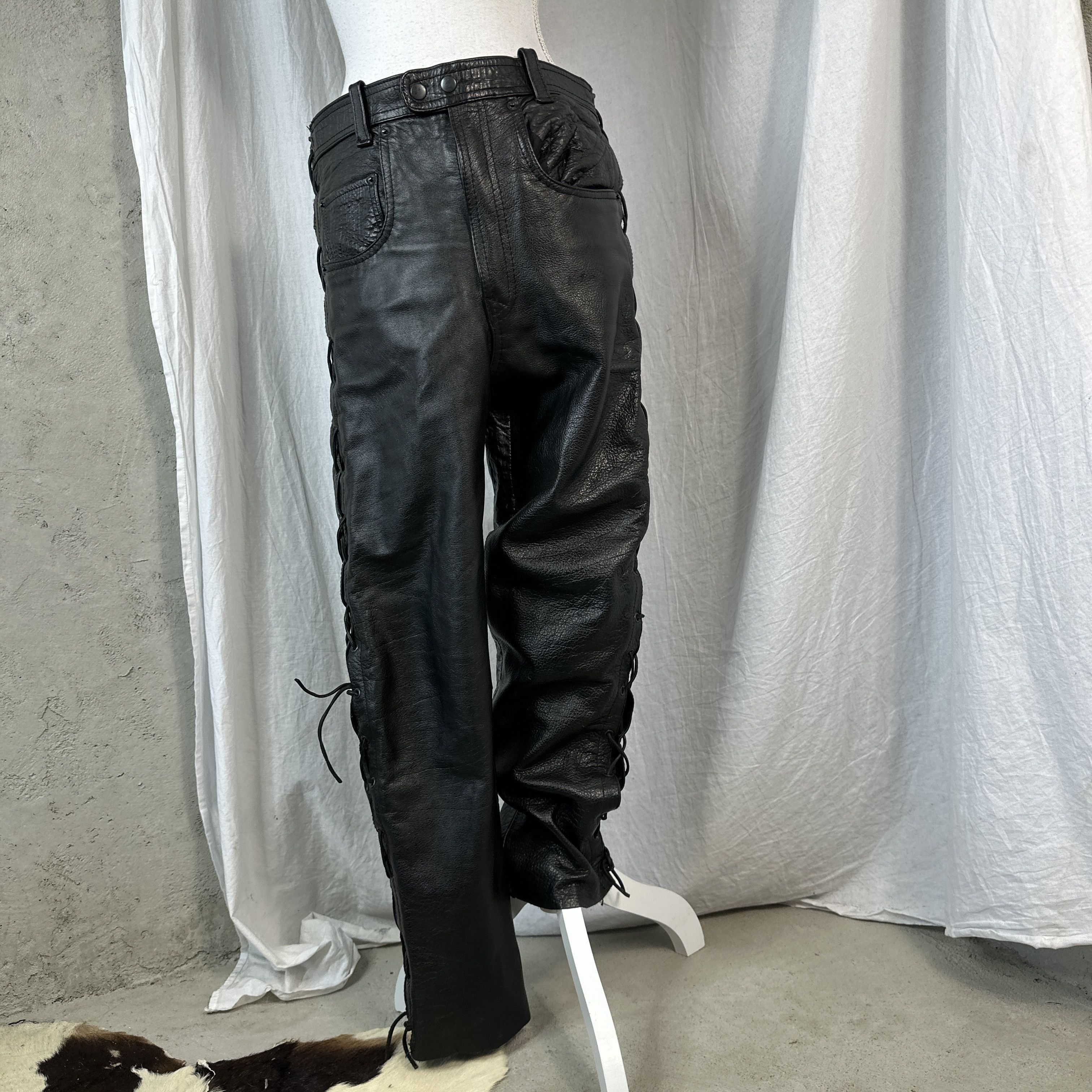 Vintage Vintage Leather Trousers with Lacing Size US 34 / EU 50 - 2 Thumbnail