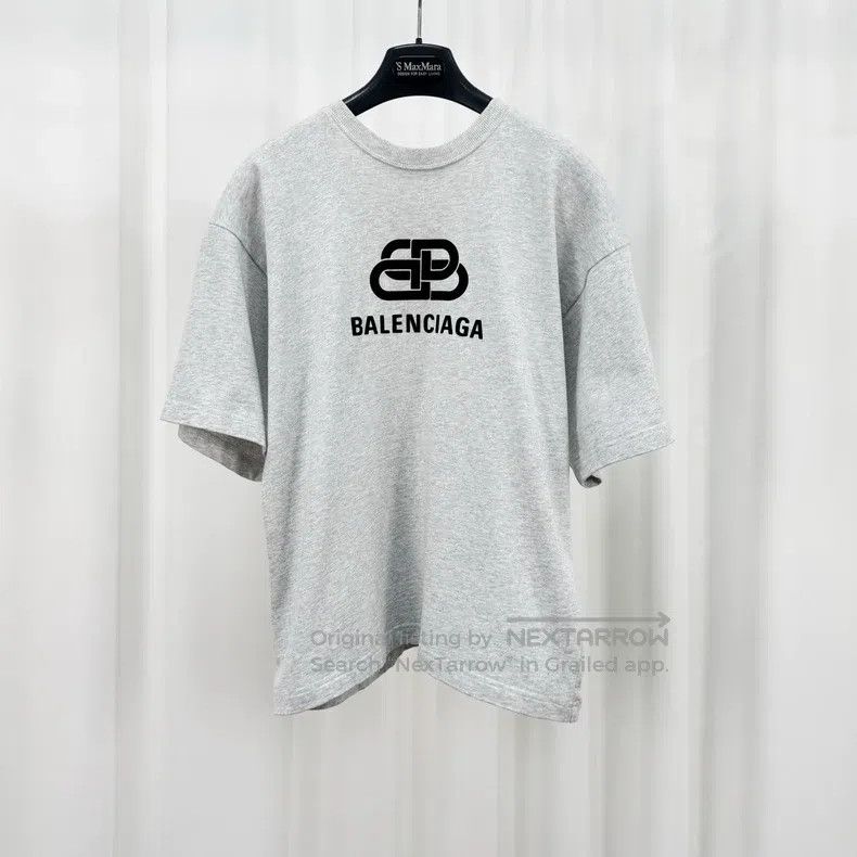 Balenciaga Grey Snap Printed Lettering Short Sleeve