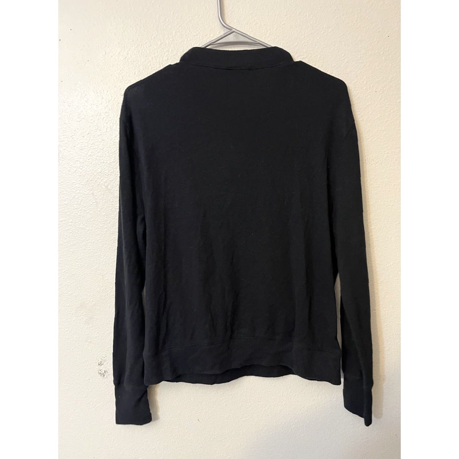 J.Crew J.CREW Blouse Women's L Black Solid Lightweight Stretchy Faux Wrap V-Neck Knit Shirt Long Sleeve Casual Modern 80s 90s Size L / US 10 / IT 46 - 3 Thumbnail