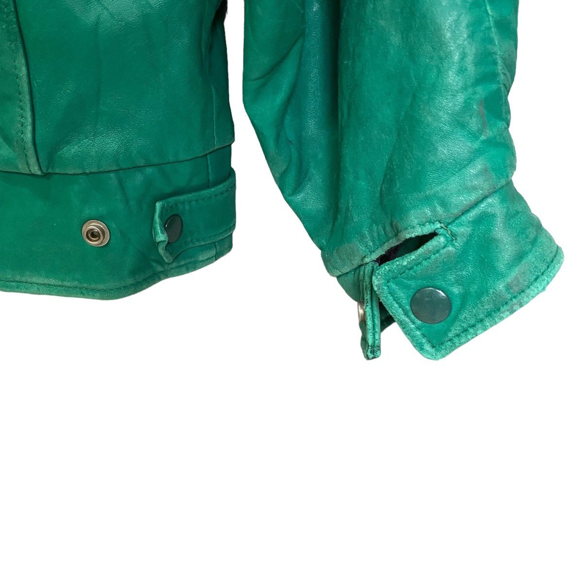 Leather × Vintage Vintage 80s teal green leather croped jacket Size M / US 6-8 / IT 42-44 - 10 Thumbnail