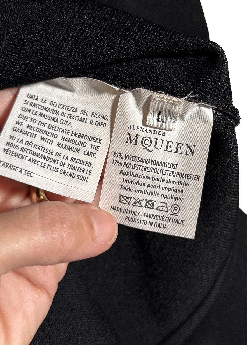 Alexander McQueen Alexander McQueen Pearls Accent Black Peplum Sleeveless Top Size L / US 10 / IT 46 - 7 Thumbnail