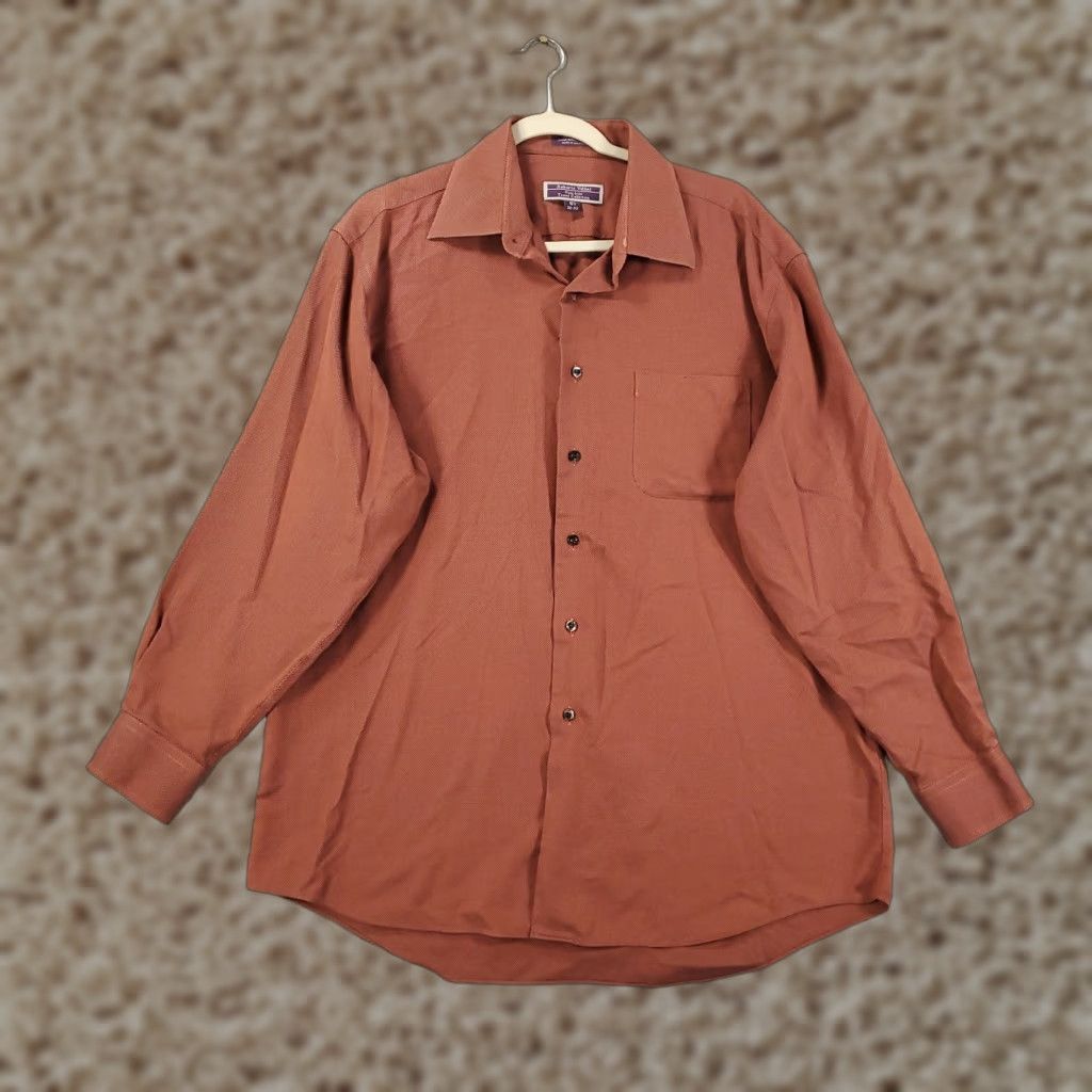 Vintage Roberto Villini Shirt Men 32 33 Rust Red Non Iron Travel Collection Mens Size US XS / EU 42 / 0 - 1 Thumbnail