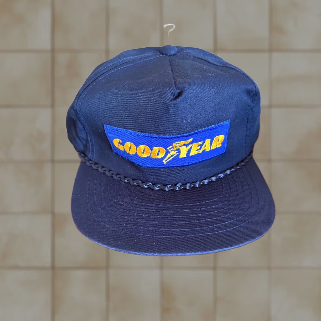 Roper VINTAGE Goodyear Tires SnapBack Hat Navy Blue Rope Men's One Size Adjustable Canvas Cotton Size ONE SIZE - 1 Thumbnail