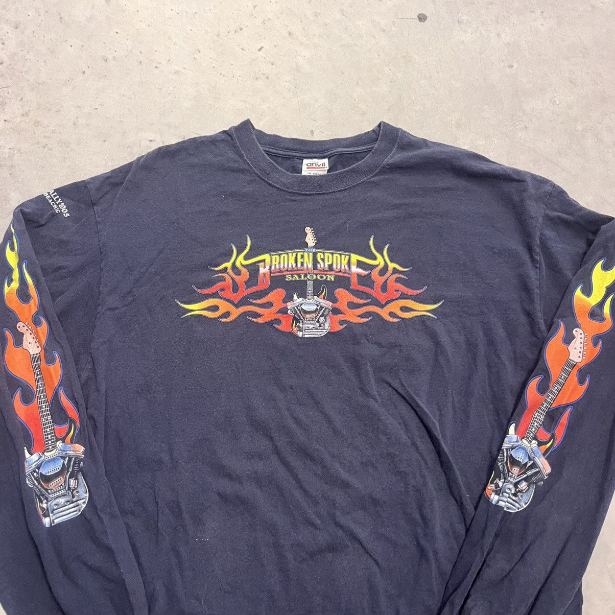 Harley Davidson × Vintage Vintage Navy Guitar Flame Sleeve Print Y2K tattoo Harley Size US XL / EU 56 / 4 - 8 Thumbnail