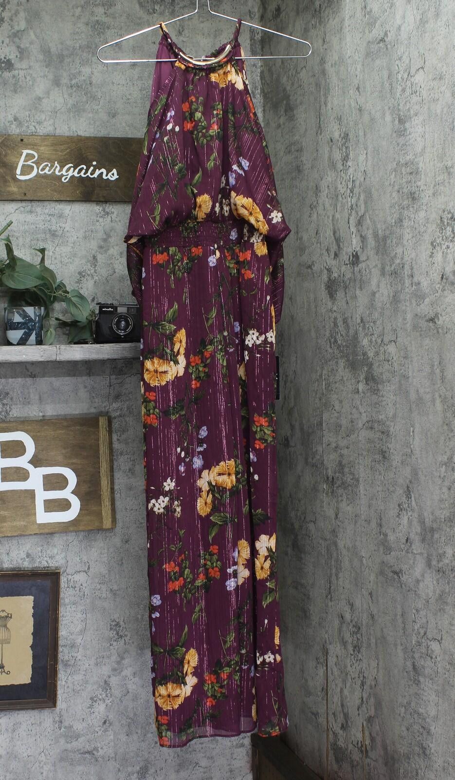 Other Nwt Msk Cold-shoulder Shear Pleated Jumpsuit Plum Purple Ps Size 28" / US 6 / IT 42 - 1 Thumbnail