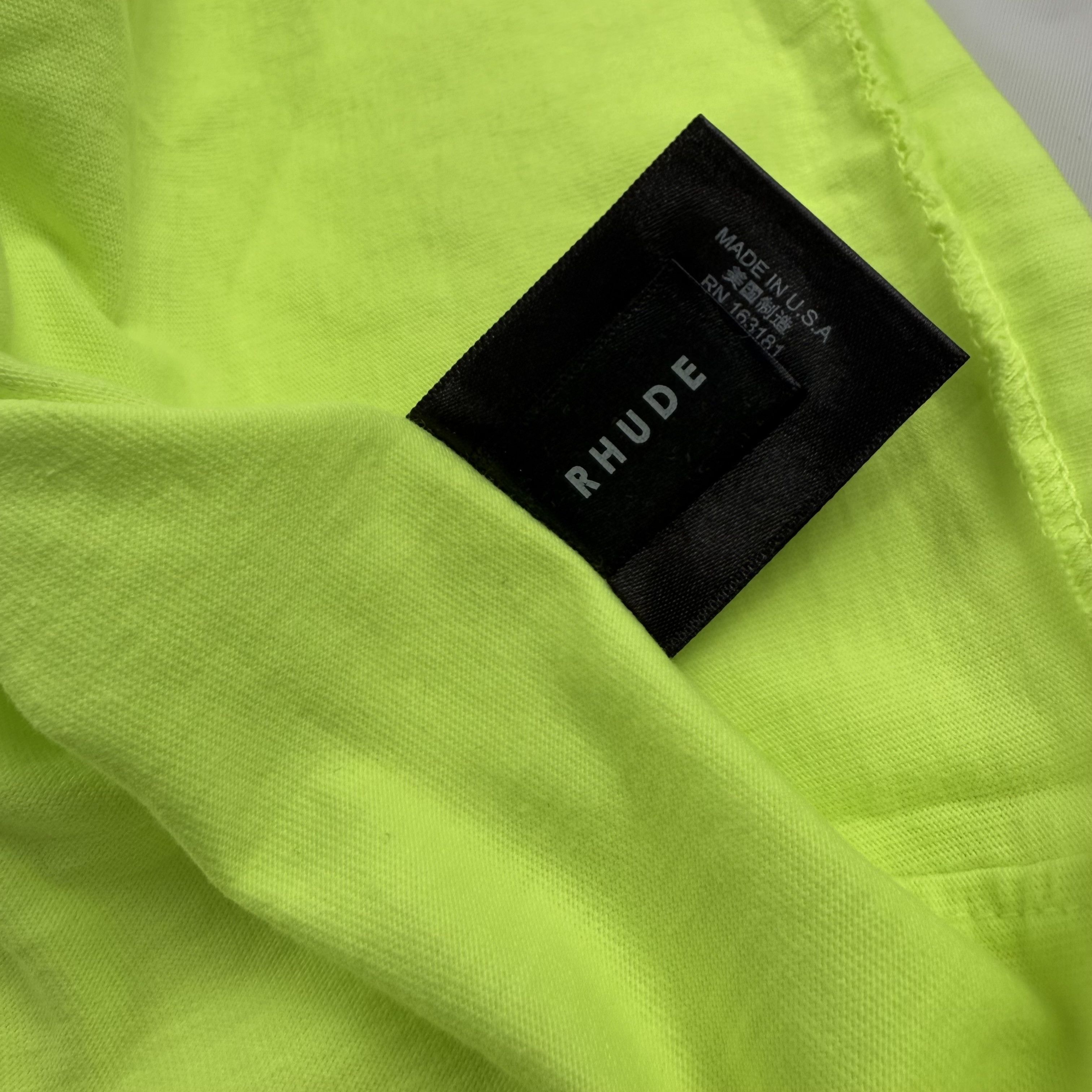 Rhude Rhude Mens Neon Yellow Script Logo Boxy T-Shirt XL Size US XL / EU 56 / 4 - 7 Thumbnail