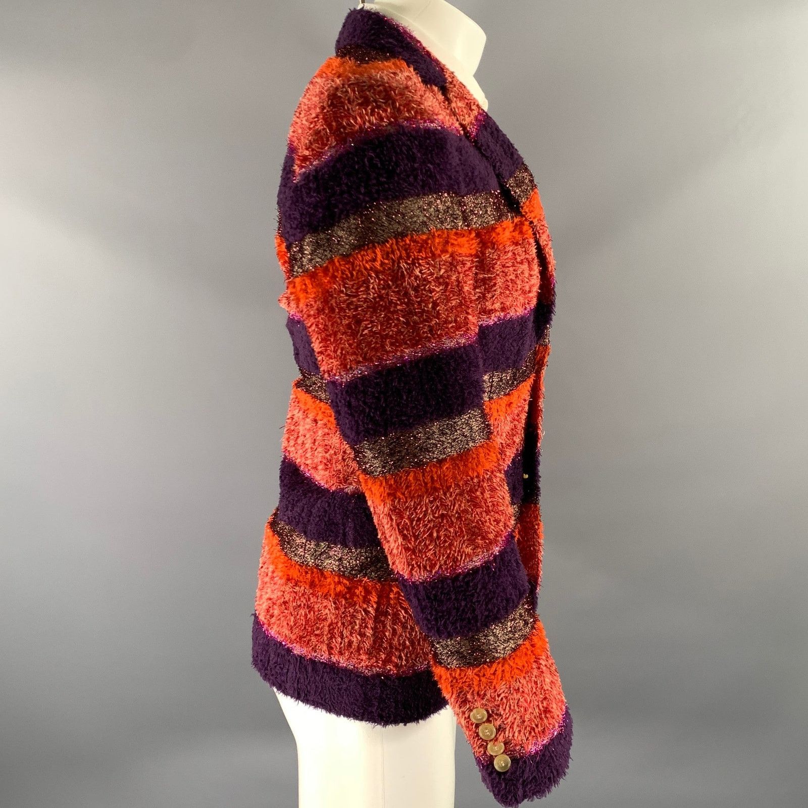 Walter Van Beirendonck WALTER VAN BEIRENDONCK 36 Orange Purple Stripe Sport Coat Size 36R - 3 Thumbnail