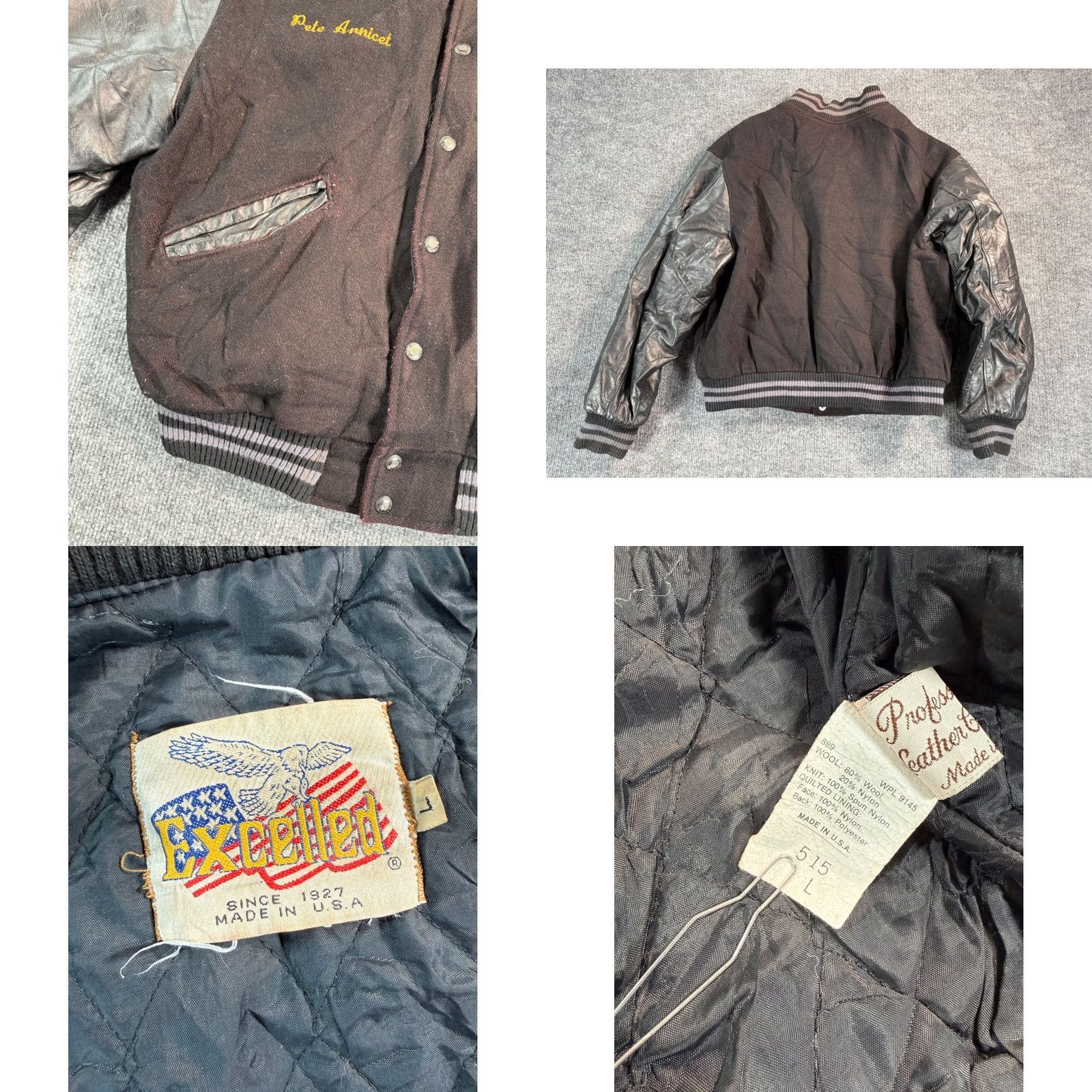 Logo 7 VINTAGE Excelled Jacket Mens L Embroidered Logo Leather Sleeves Wool Striped 70s Varsity Button Snap Mens Size US L / EU 52-54 / 3 - 8 Thumbnail