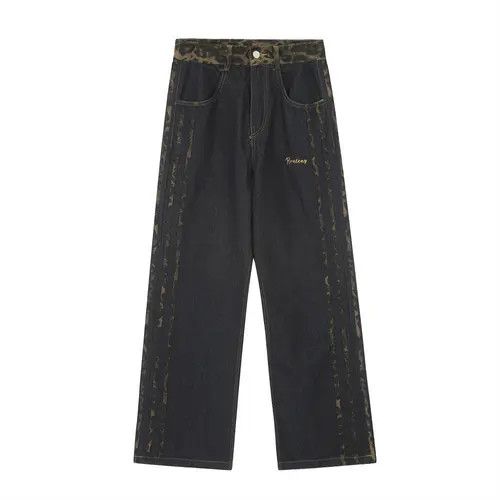 Japanese Brand × Jean Men's straight-leg leopard print jeans with side stripes Size US 32 / EU 48 - 1 Thumbnail
