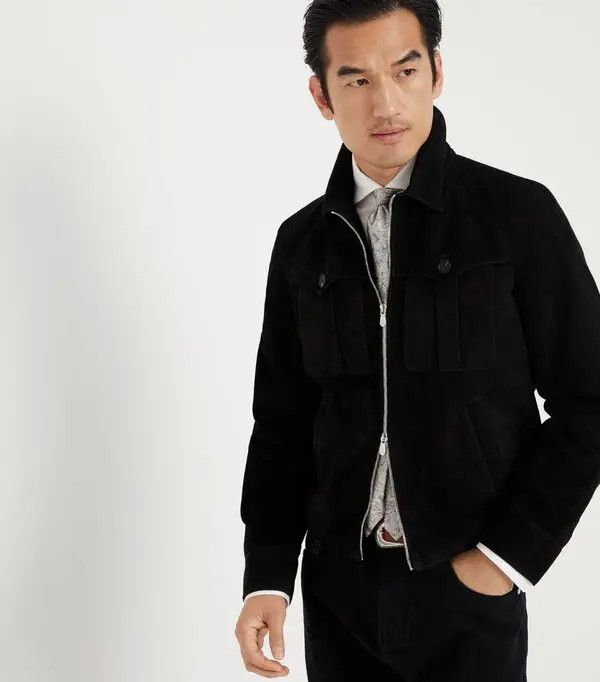 Brunello Cucinelli Leather Jacket in Black Size US L / EU 52-54 / 3 - 5 Thumbnail