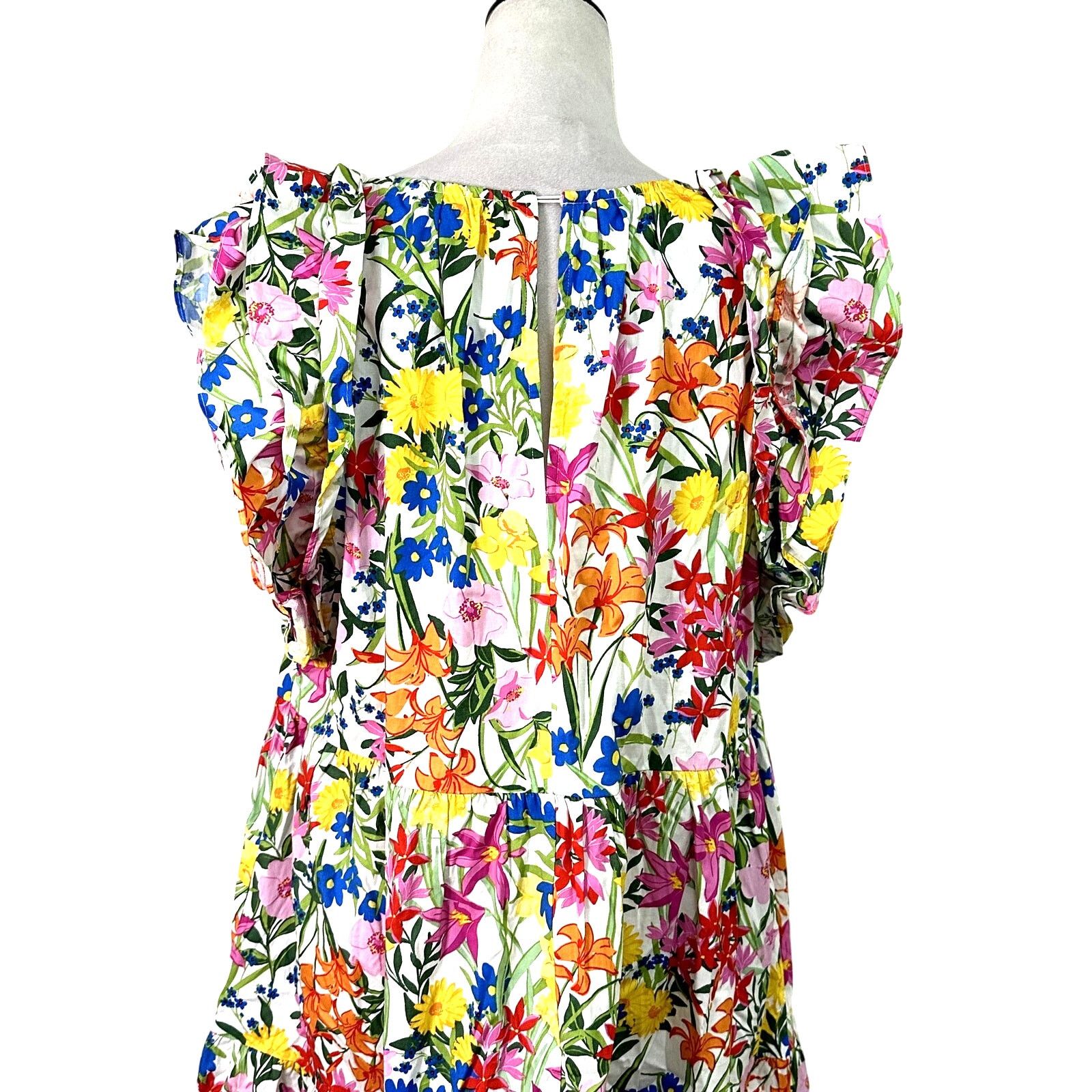 Other Maggy London Mini Dress Floral Ruffle Sleeves Multicolor 16 Size XXL / US 16-18 / IT 52-54 - 7 Thumbnail