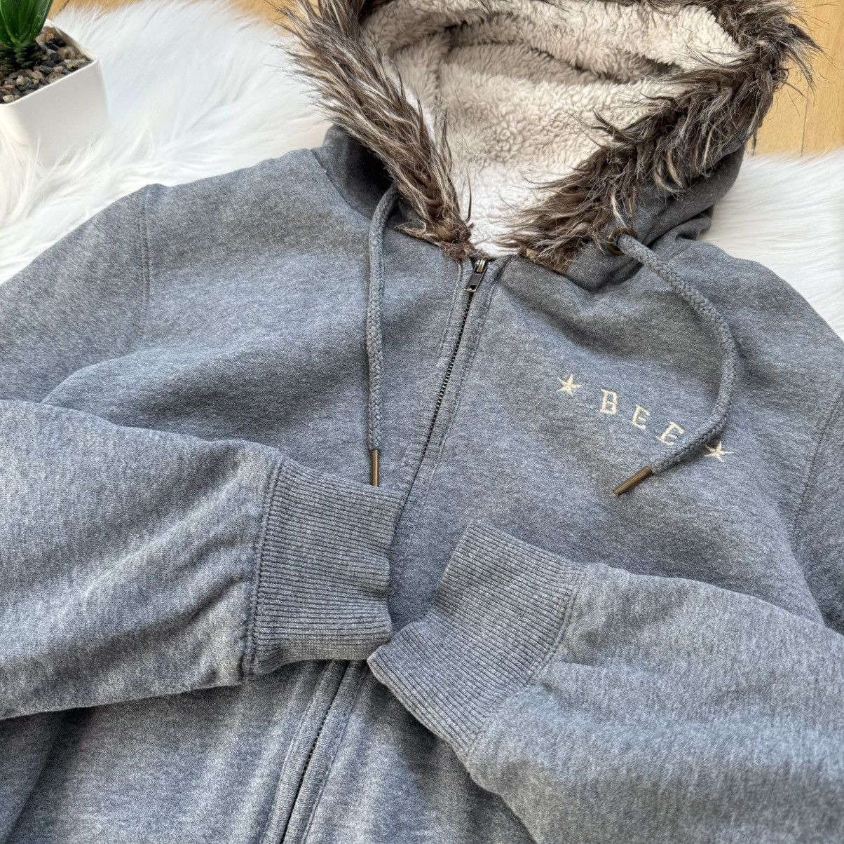 If Six Was Nine 📌 Crazy BizzBee Vintage Y2K Faux Fur Zip-Hoodie Size L / US 10 / IT 46 - 8 Thumbnail