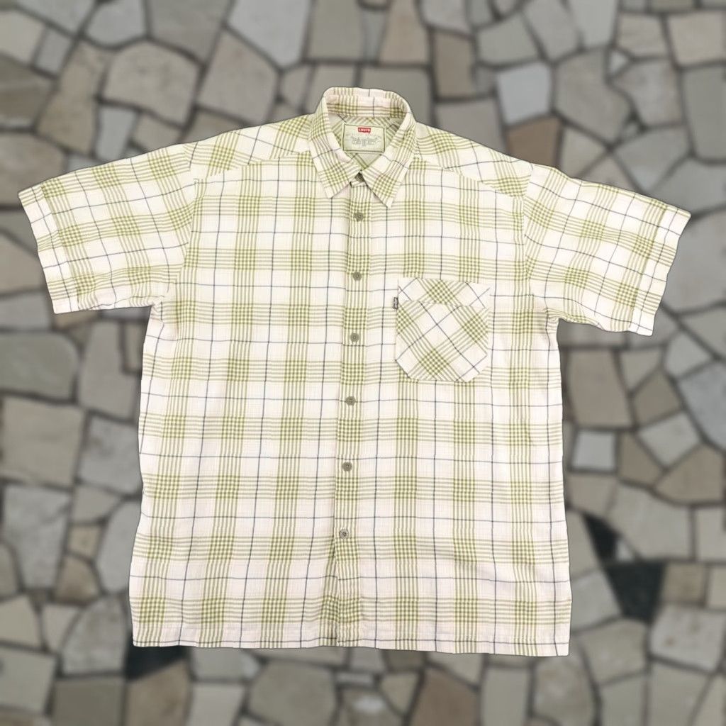Levi's VINTAGE Levi's Shirt Mens Large Plaid Button-Up 90s Casual Outdoor Beige Cotton Shirt Mens Large 90s Levi's Size US L / EU 52-54 / 3 - 1 Thumbnail