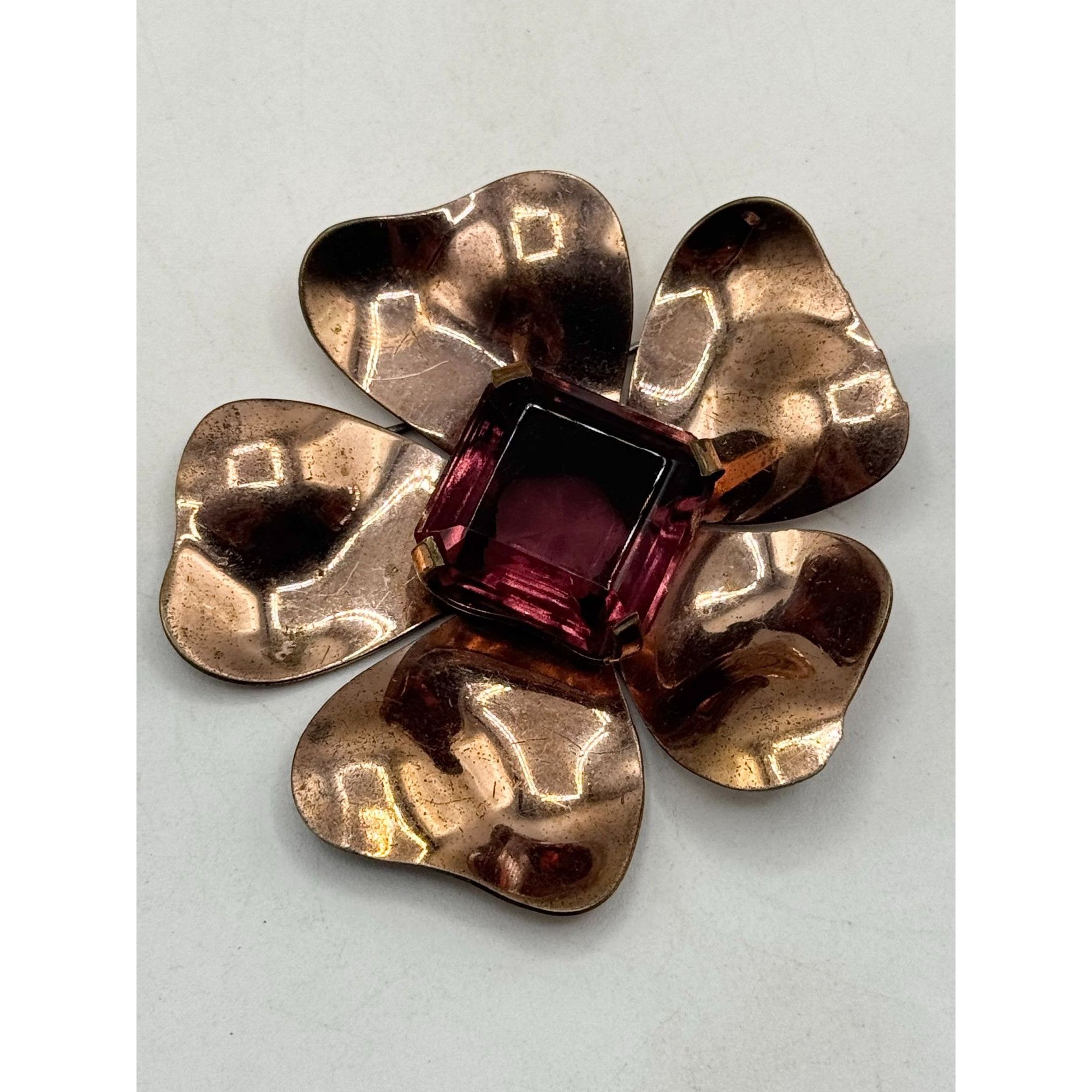 Vintage Vintage handmade large purple glass flower brooch pin Size ONE SIZE - 1 Thumbnail