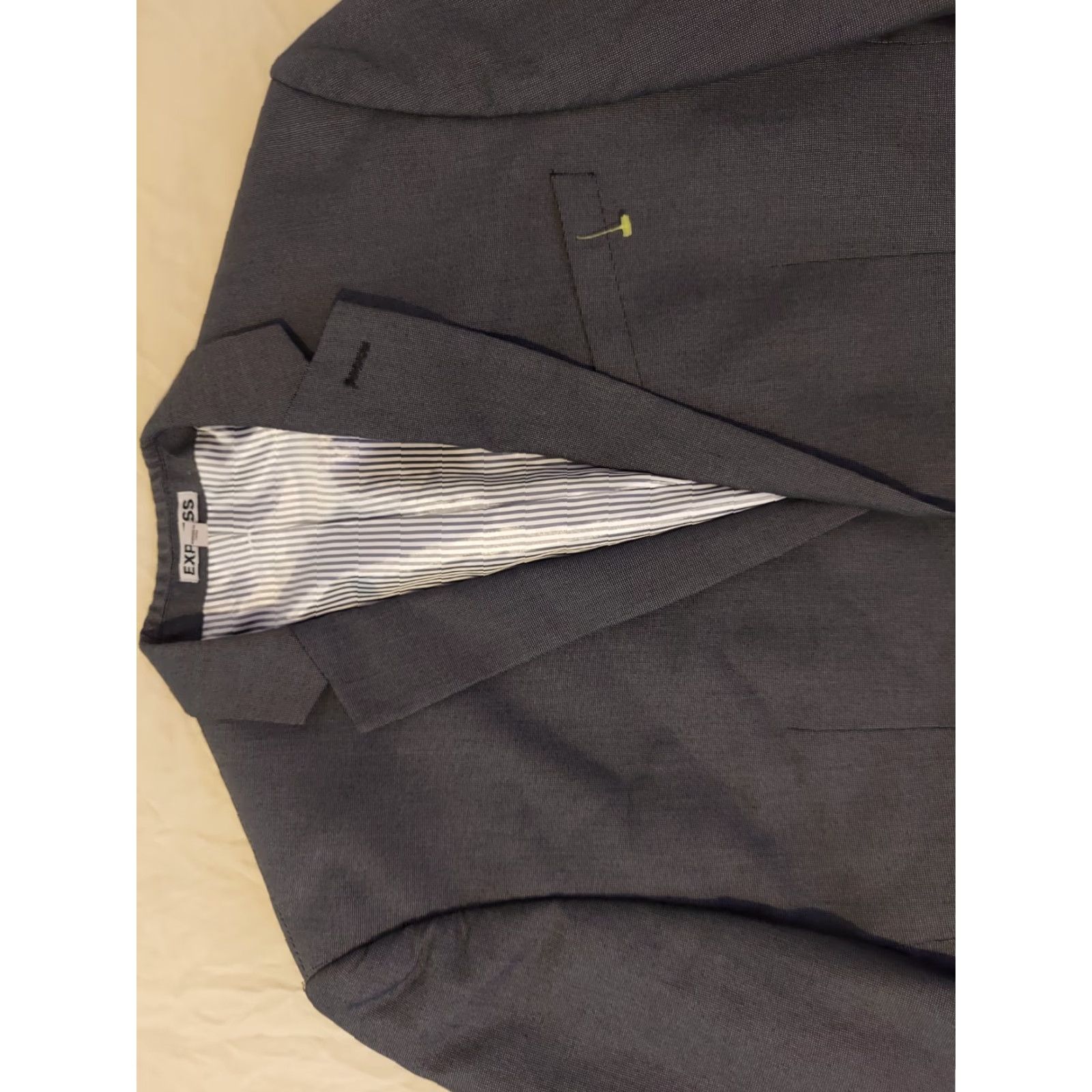 Express Mens Express Blazer Jacket 38R Slim Navy Cotton Blue Solid Notch Lapel Regular Single-Breasted 2 Button Office Formal Coat/ jacket Size 38R - 2 Thumbnail