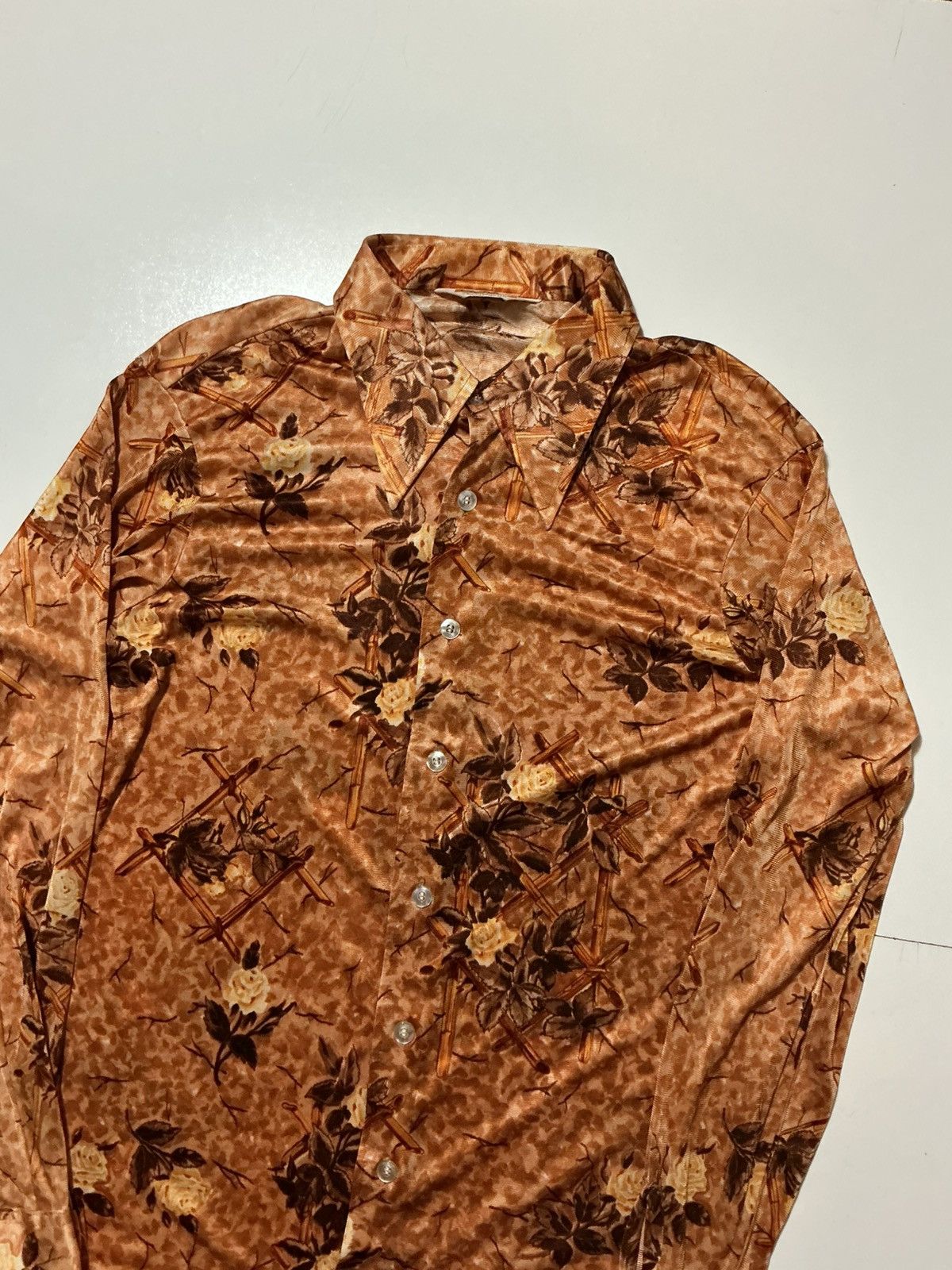 Vintage 1970s Dude By Cambridge Rose Flower Bamboo Polyester Shirt Size US S / EU 44-46 / 1 - 3 Thumbnail