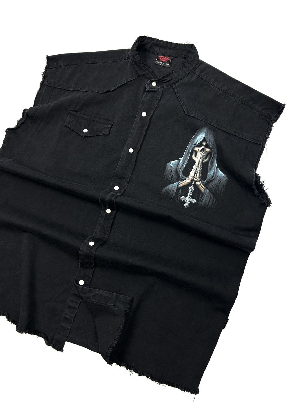 Band Tees Vintage Spiral Black Denim Vest Death Graphic Skull XXL Y2K Size US XXL / EU 58 / 5 - 4 Thumbnail