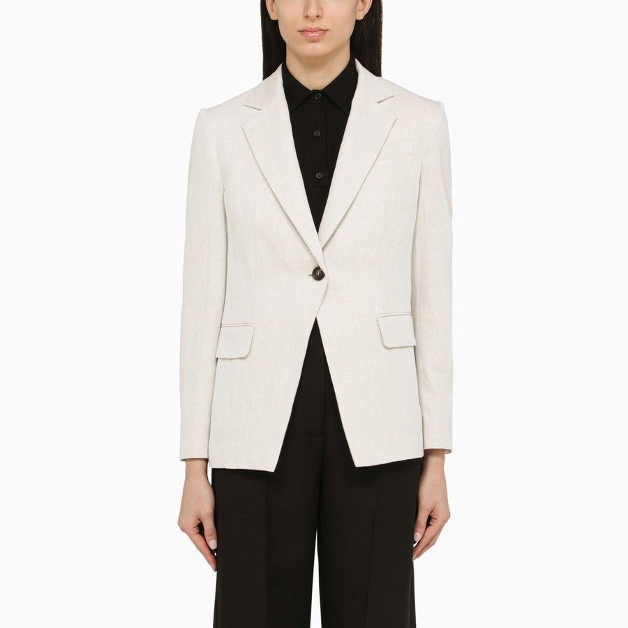 Brunello Cucinelli o1d2blof0824 Single-Breasted Jacket in Linen and Cotton Size M / US 6-8 / IT 42-44 - 1 Thumbnail
