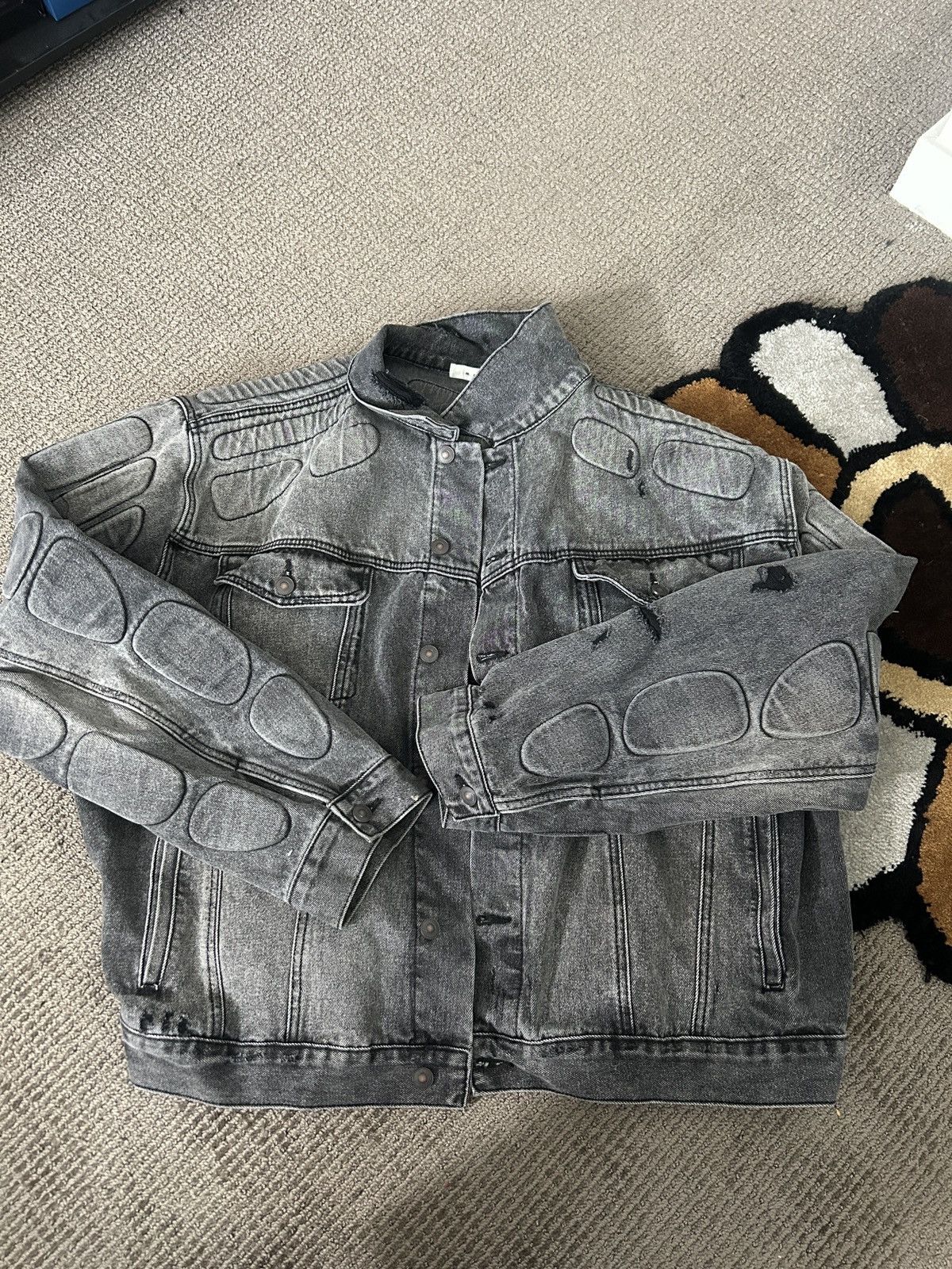 Skeleton Sherpa Jacket Mnml Mnml SHERPA DENIM TRUCKER JACKET 残り - Main Image