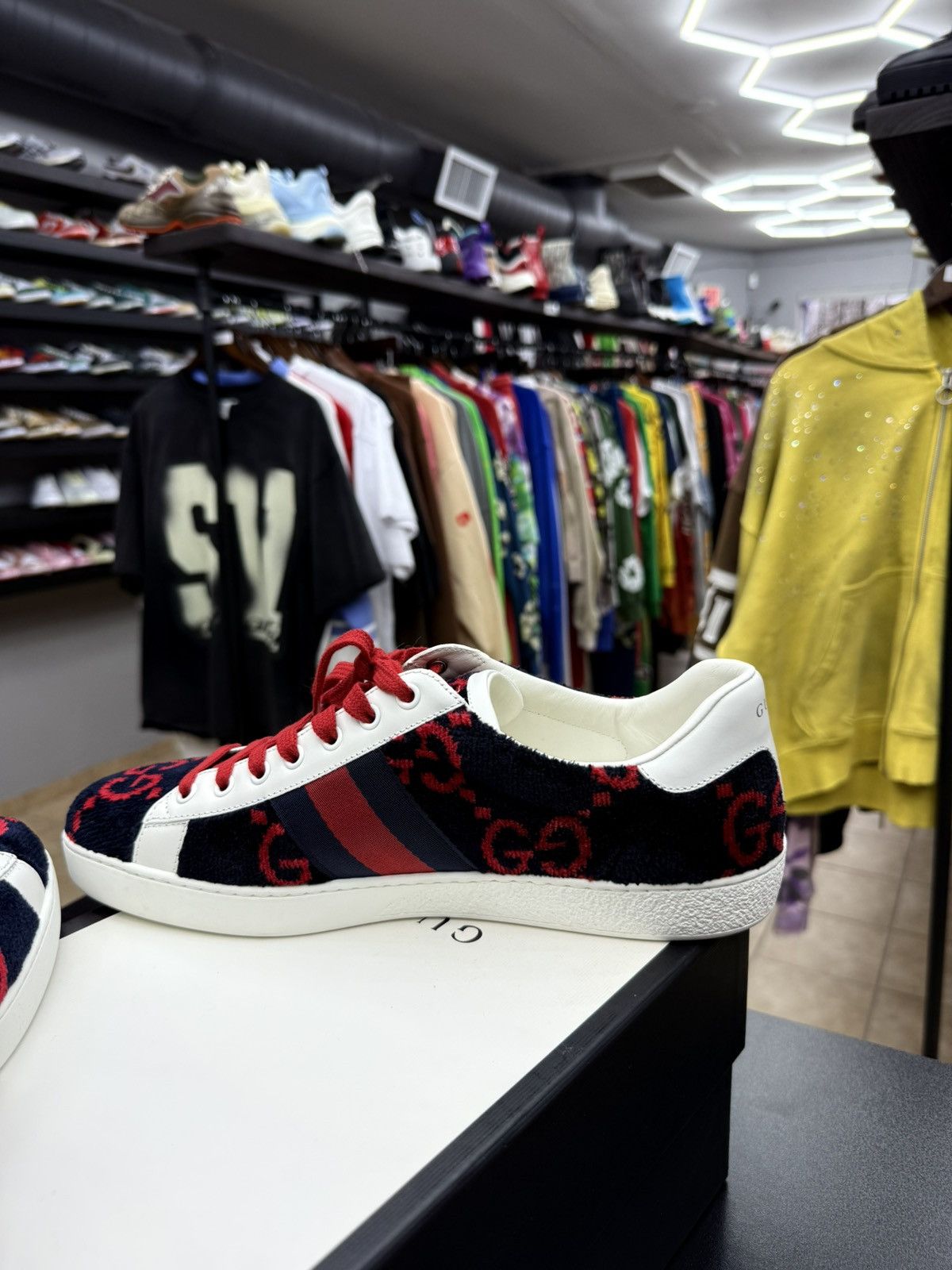 Gucci Gucci Ace GG Logo Terry Cloth Navy Velvet SZ 9.5 G / 10 Us Size US 10 / EU 43 - 13 Thumbnail