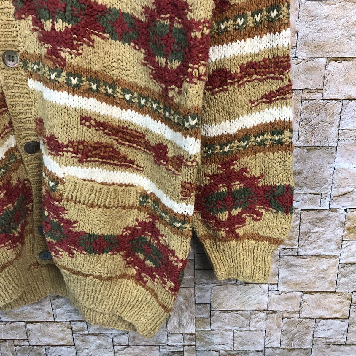 Barry Bricken D Barry Bricken Brown Red art knitwear Cardigan #A372 Size US S / EU 44-46 / 1 - 8 Thumbnail