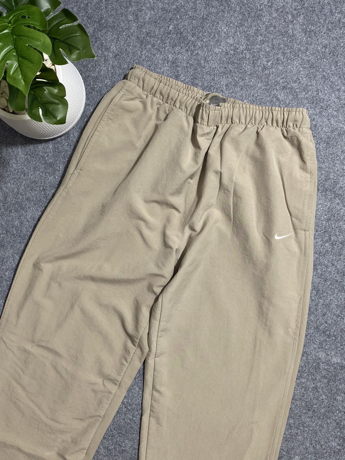 Nike × Vintage Y2K Nike Nylon Pants Track Drill Cream Swoosh Size US 30 / EU 46 - 3 Thumbnail