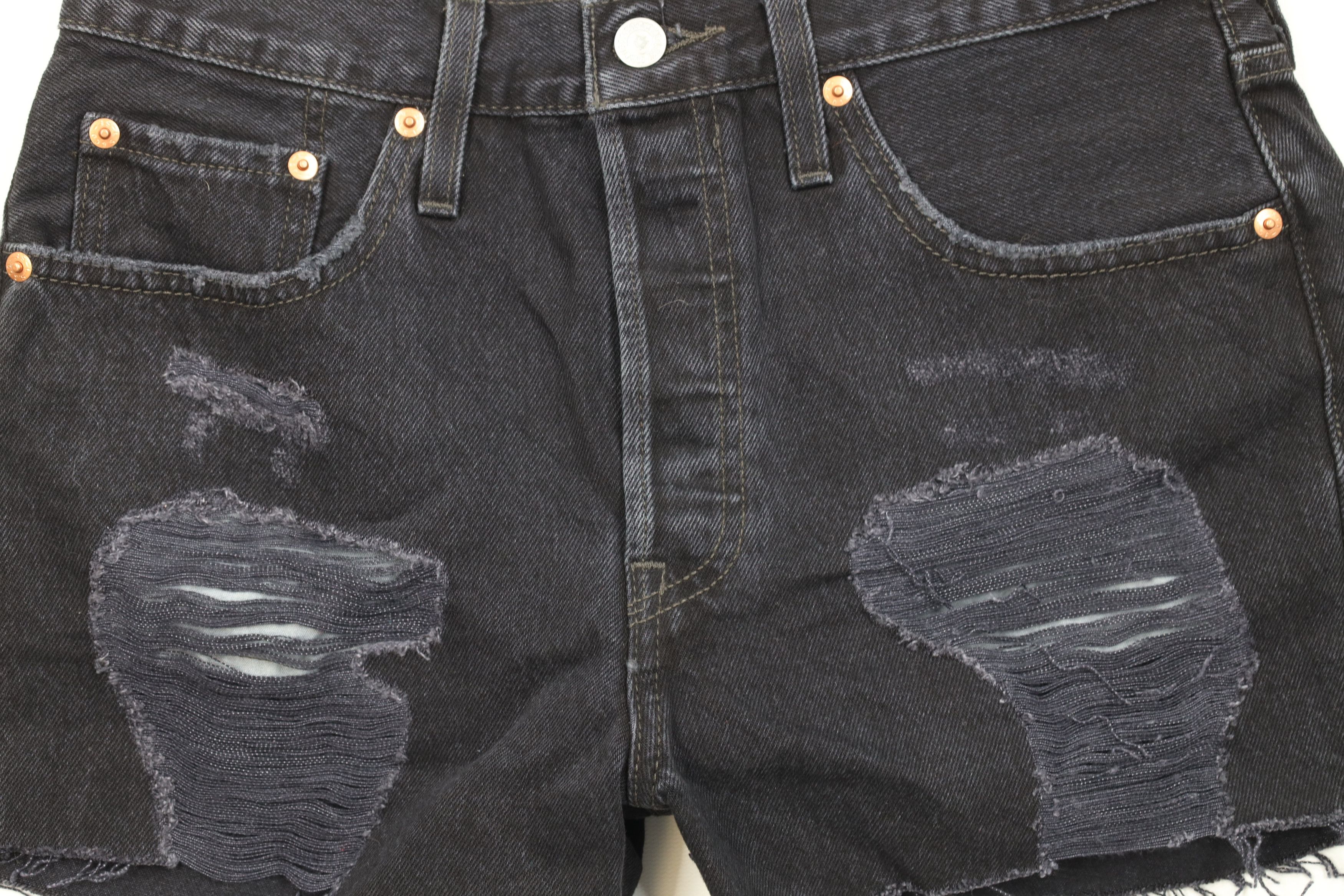 Levi's Vintage Y2K Levis 501xx Fly Cut Off Denim Shorts Black Size 28" / US 6 / IT 42 - 3 Thumbnail