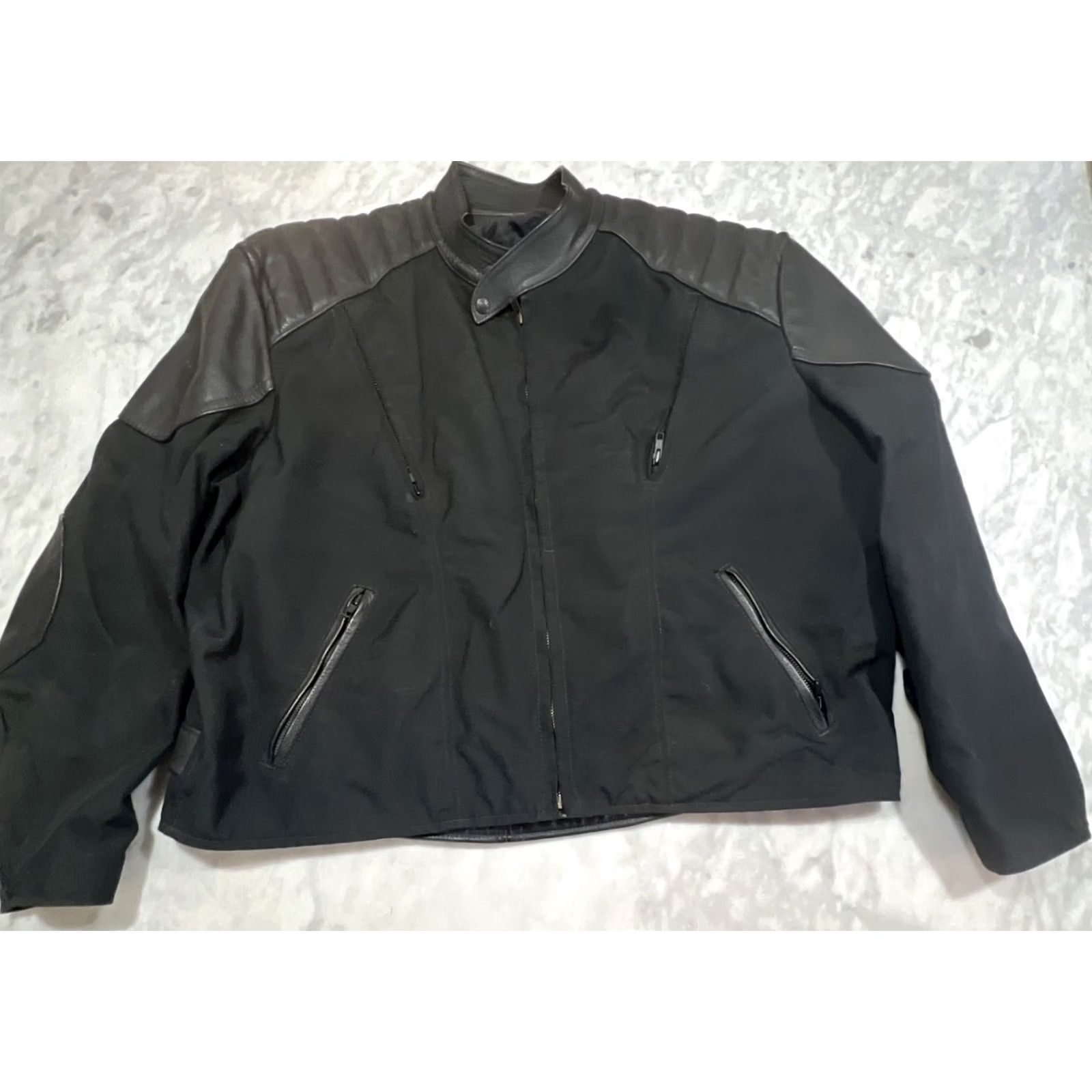 Vintage Fox Creek Leather Canvas Motorcycle Jacket Men 54 Black Zip Lined Made USA Size US L / EU 52-54 / 3 - 3 Thumbnail