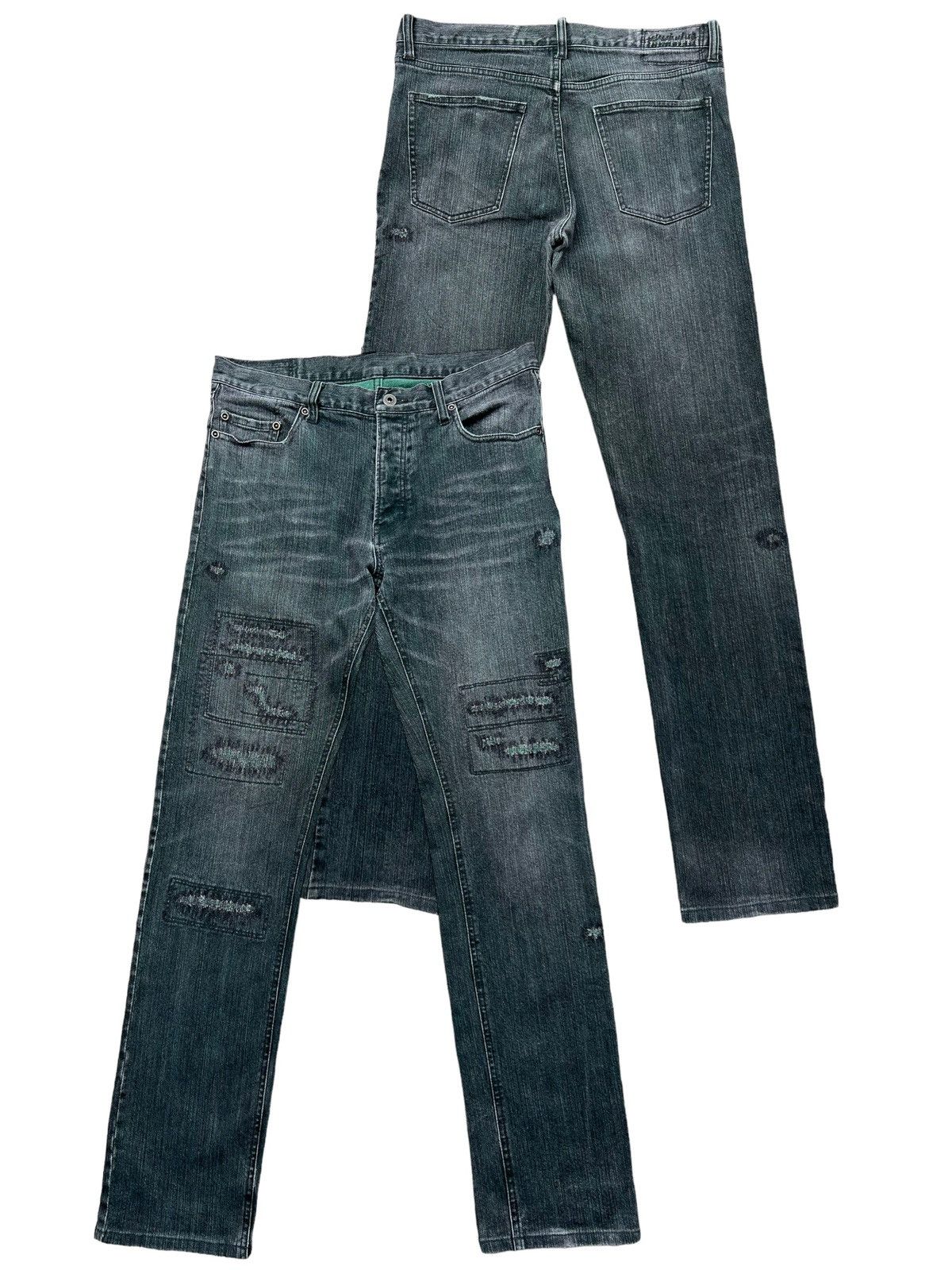 image of Distressed Denim Rupert Edge Japan Distressed Green Denim Jeans 33X32 in Charcoal/Green, Men's