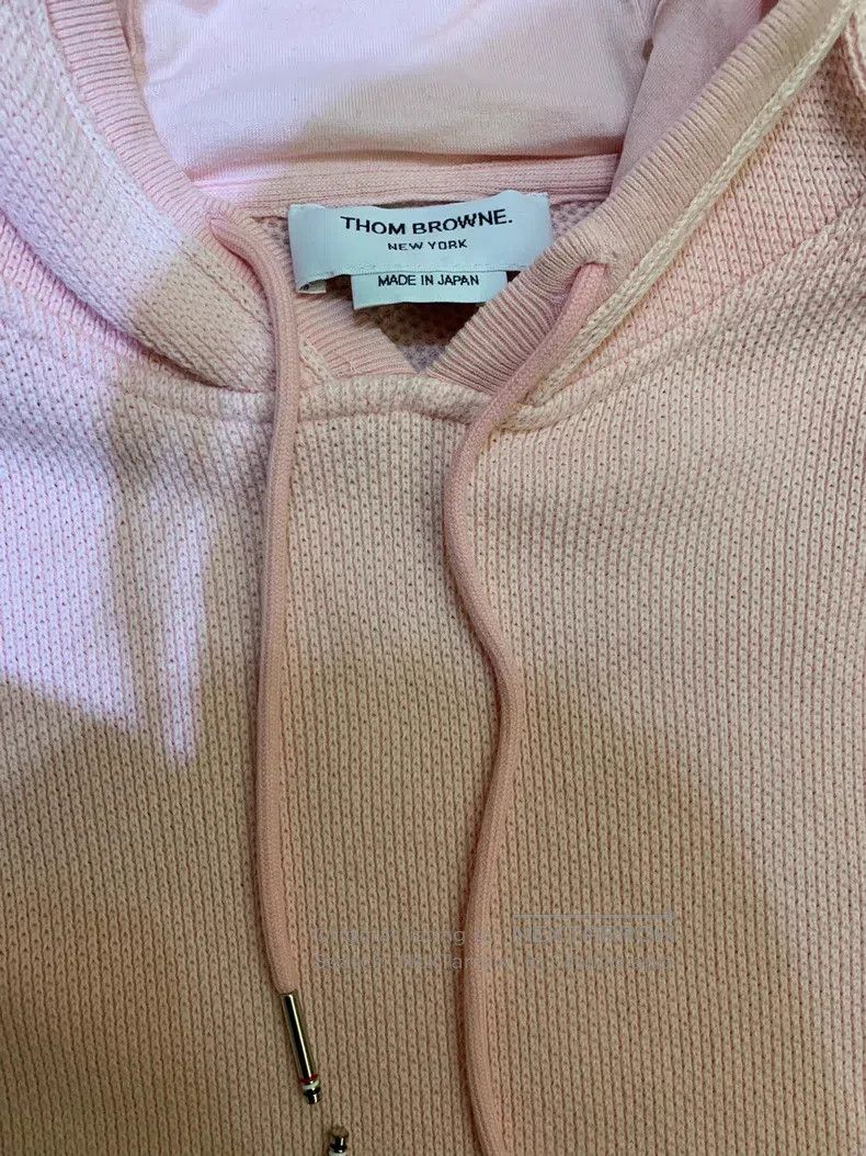 Thom Browne Thom Browne Cherry pink four-striped knitted hooded sweats Size US M / EU 48-50 / 2 - 3 Thumbnail