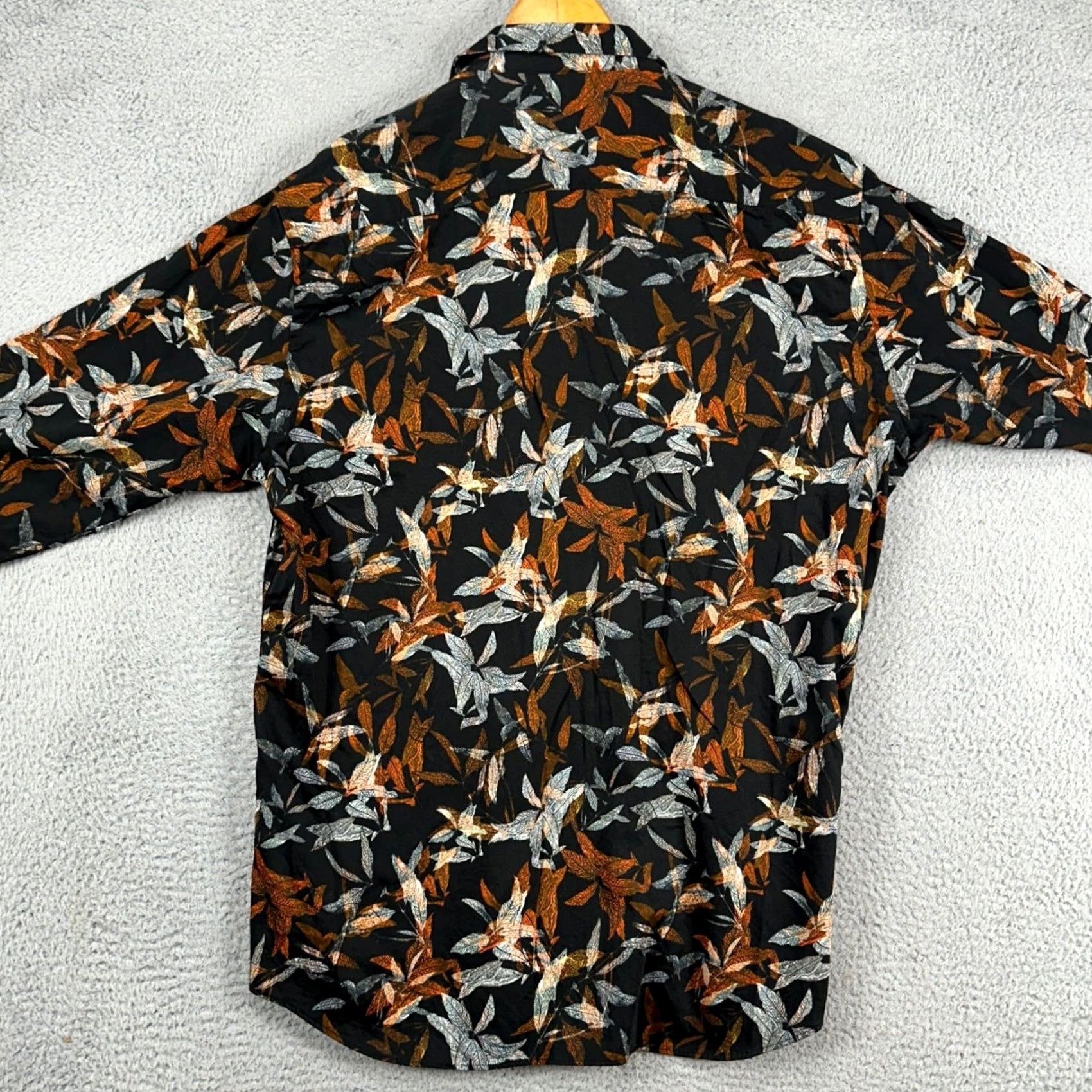 BUGATCHI BUGATCHI Shirt Button-Up Men 2XL Black Floral Shaped Fit Long Sleeve Size US XXL / EU 58 / 5 - 4 Thumbnail
