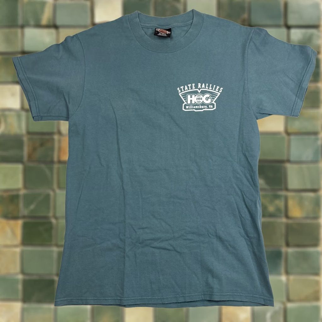 Harley Davidson VINTAGE Harley-Davidson T Shirt M 1998 Virginia Harley Owners HOG Rally Williamsburg Mens Green Size M Size US M / EU 48-50 / 2 - 1 Thumbnail