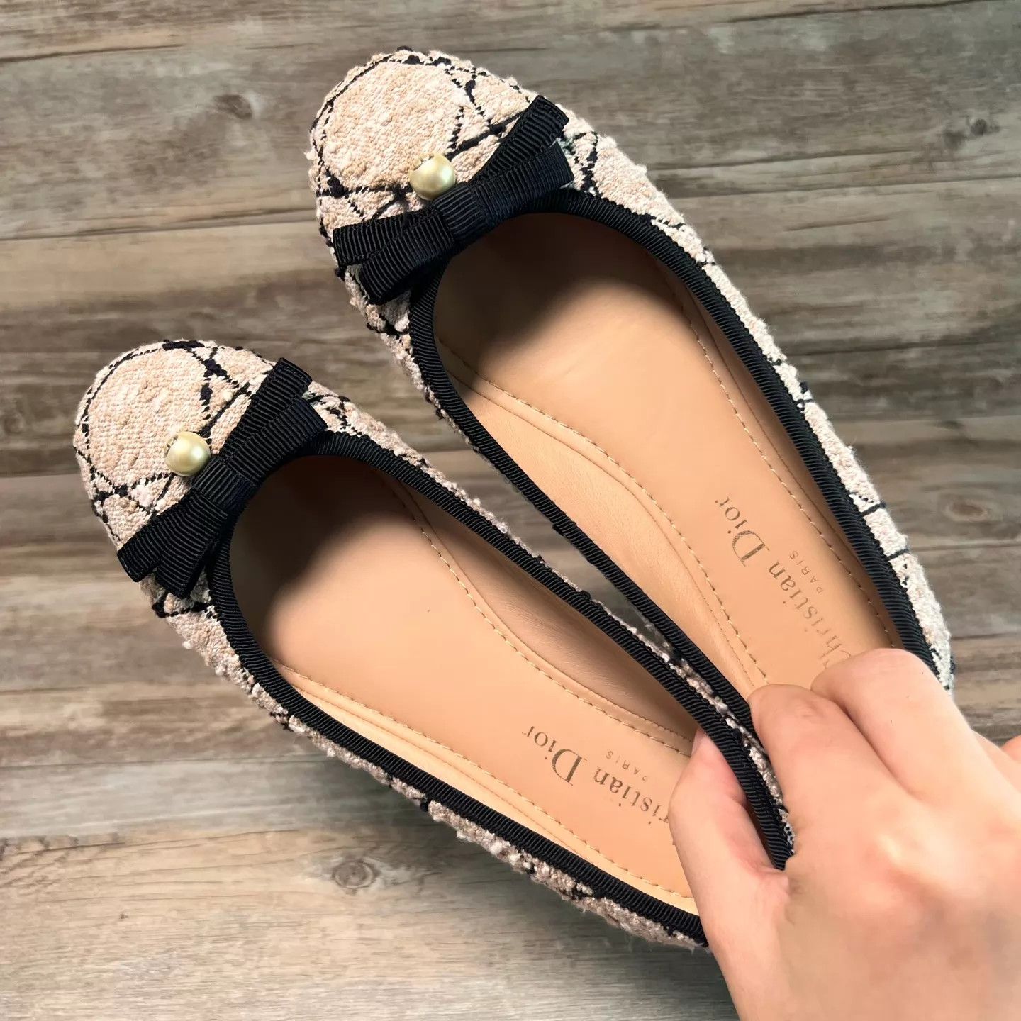 Dior Dior Pearl Quilted Ballet Flats B&W EU36 Size US 5.5 / IT 35.5 - 5 Thumbnail