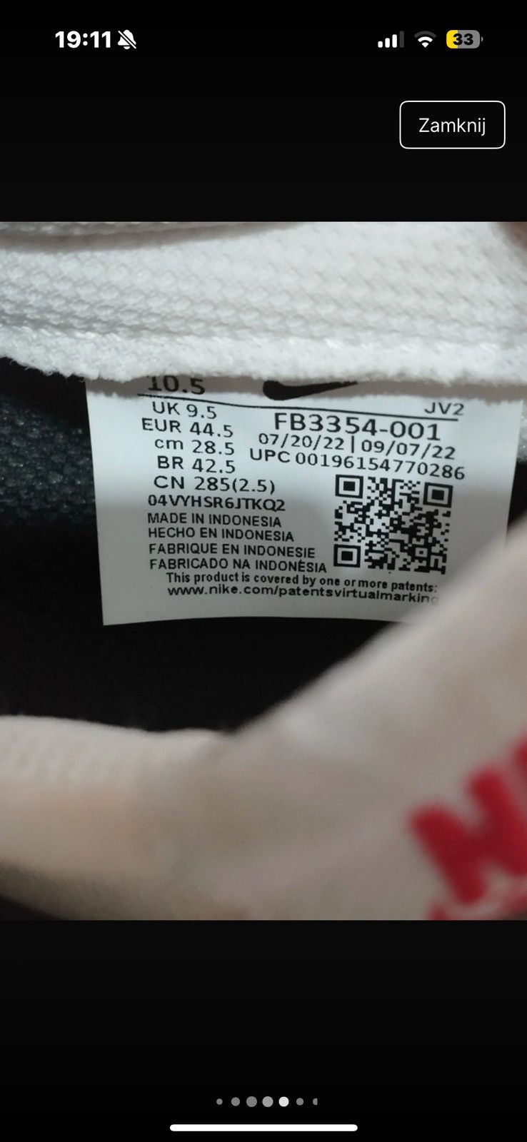 Nike Nike Dunk Low Retro Red Swoosh Panda size 44,5 Size US 10.5 / EU 43-44 - 10 Thumbnail