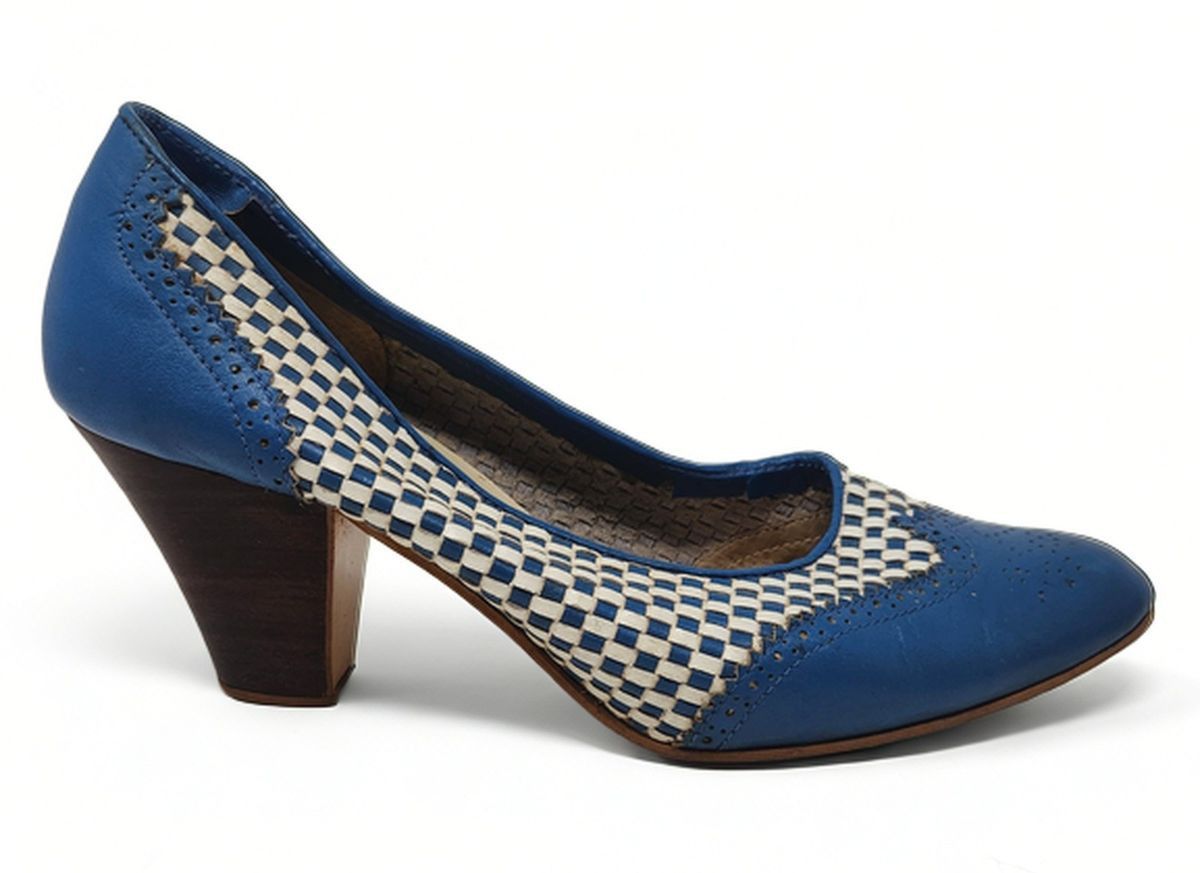 Other Latinas Vintage 80s Checkered Brogue Pumps Block Heel Sz 8.5 Size US 8.5 / IT 38.5 - 2 Thumbnail