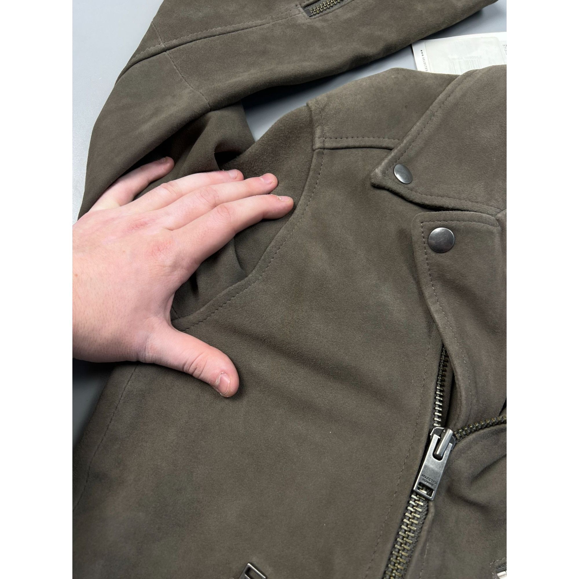 Selected Homme NWT Selected Homme Suede Leather Biker Jacket (Y0744) Size US S / EU 44-46 / 1 - 16 Thumbnail