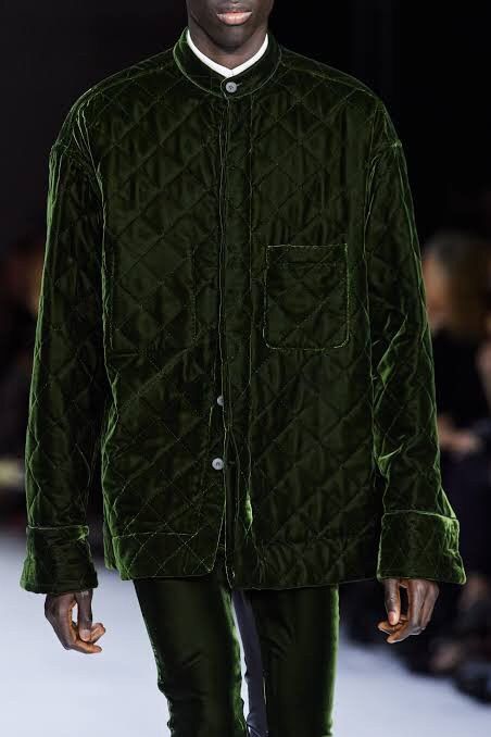 image of Haider Ackermann Fw20 Oversized Velvet Jacket in Green, Men's (Size XS)